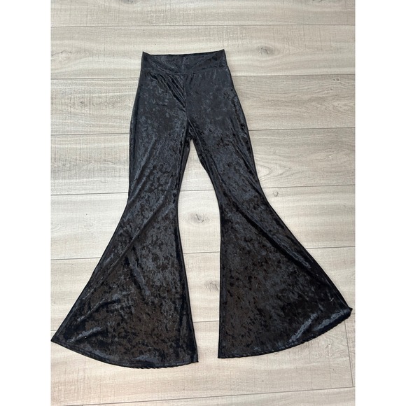 Turquoise Haven Pants - black velvet flare pants y2k bell bottoms festival goth